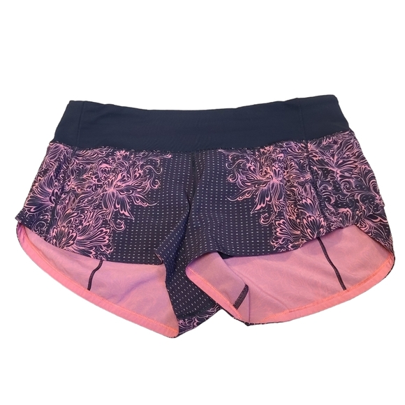 Lululemon Speed Up Short *2.5" Infinity Speed Up Short Glossy Black / Coral sz 6 - Picture 8 of 11